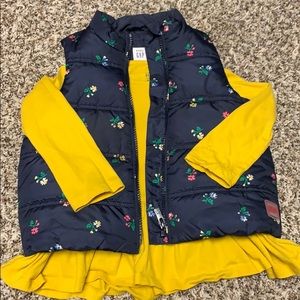 Baby Gap Puffer Vest & Peplum Shirt Sz. 3